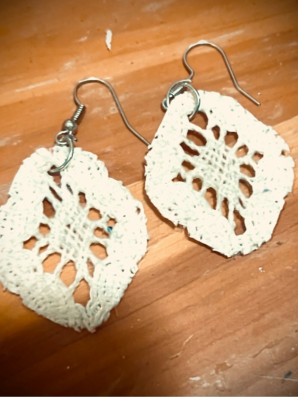 Handmade White Crochet Drop Earrings - Lightweight Women Jewelry